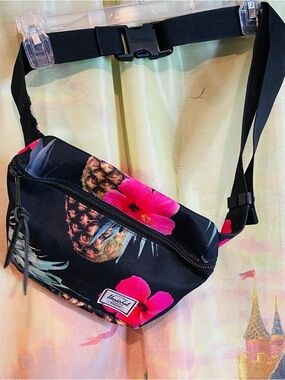 Herschel Supply Company Black Floral Pineapple Crossbody Waist Bag